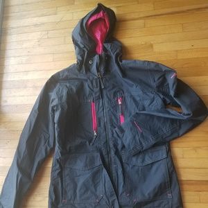 Columbia Rain jacket black pink girls size 14-16